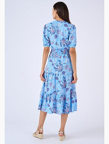 Robe tissu fluide à smocks - Damart