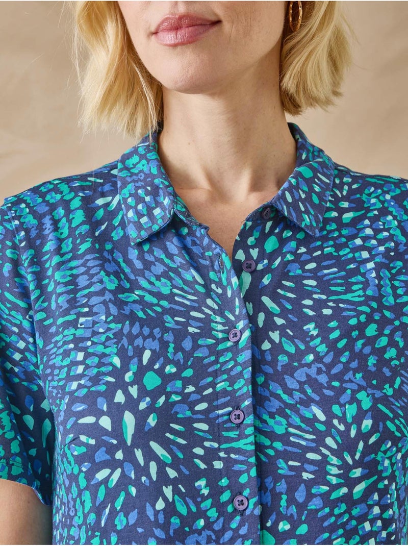 Robe toute boutonnée en maille - DAXON Bleu Vert - Kiabi