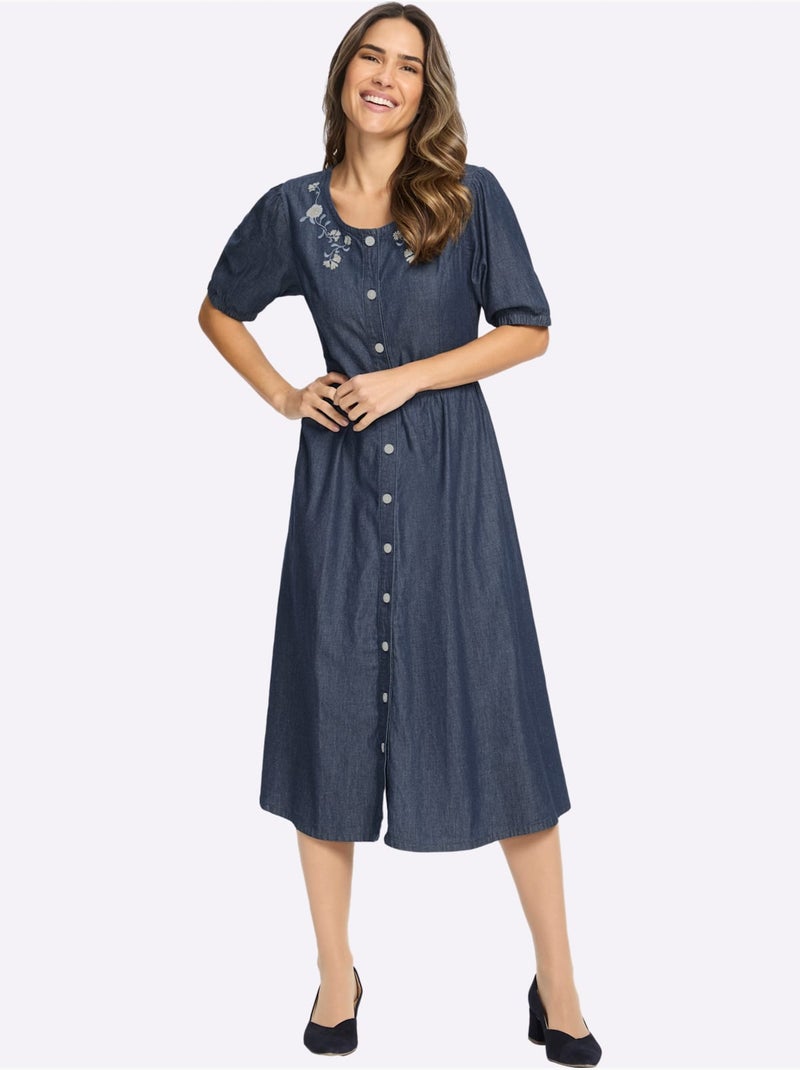Robe traditionnelle qualité jean estivale - taille standard - moda vilona Bleu jean - Kiabi