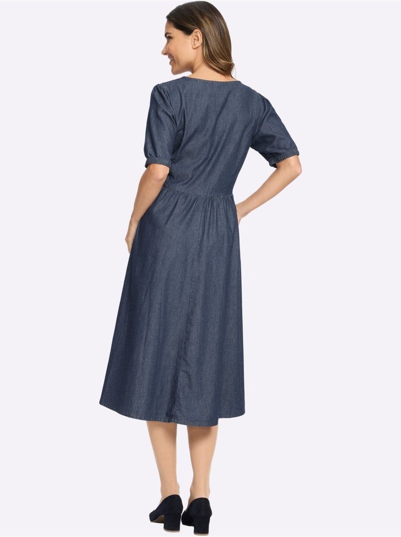 Robe traditionnelle qualité jean estivale - taille standard - moda vilona Bleu jean - Kiabi