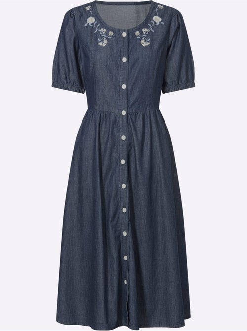 Robe traditionnelle qualité jean estivale - taille standard - moda vilona - Kiabi Robe traditionnelle qualité jean estivale - taille standard - moda vilona - Kiabi