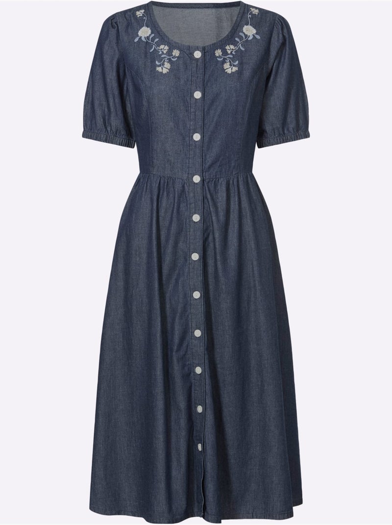 Robe traditionnelle qualité jean estivale - taille standard - moda vilona Bleu jean - Kiabi