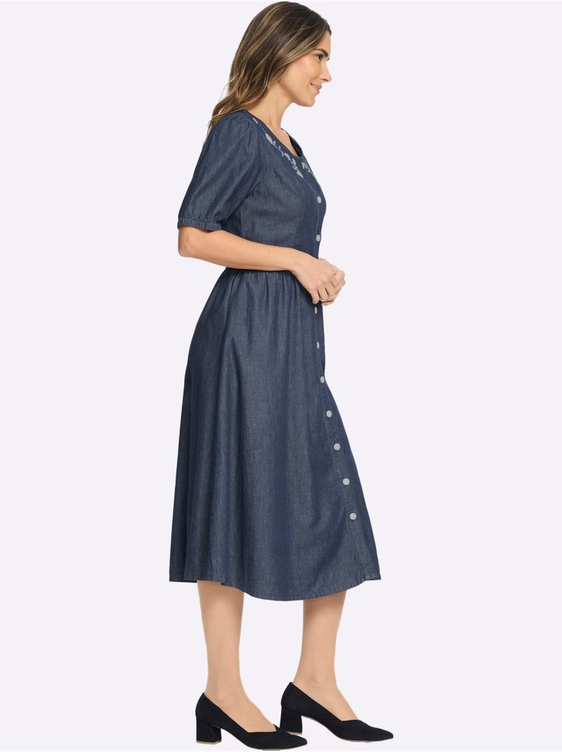 Robe traditionnelle qualité jean estivale - taille standard - moda vilona Bleu jean - Kiabi