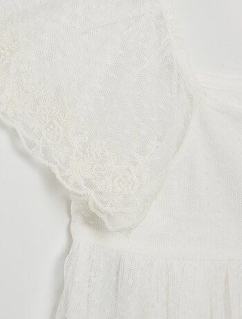 Robe trapèze en tulle plumetis