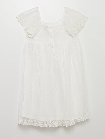 Robe trapèze en tulle plumetis