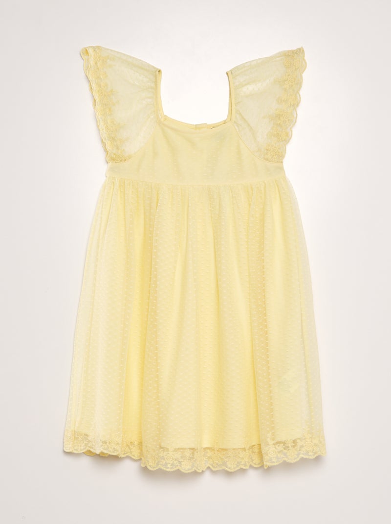 Robe trapèze en tulle plumetis Jaune - Kiabi