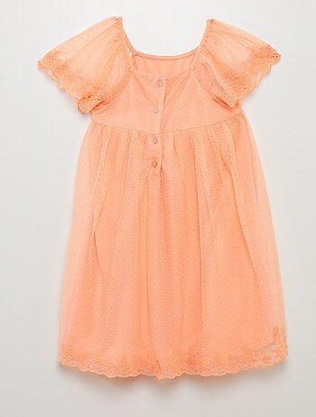 Robe trapèze en tulle plumetis