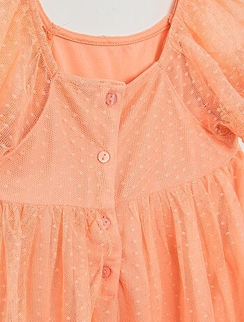 Robe trapèze en tulle plumetis