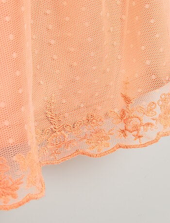 Robe trapèze en tulle plumetis