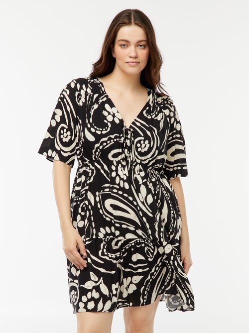 Robe trapèze imprimé à base volantée - Kiabi