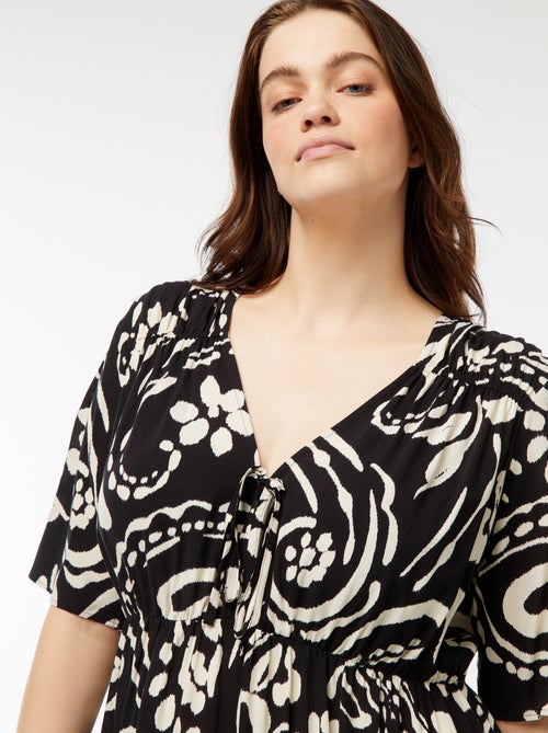 Robe trapèze imprimé à base volantée - Kiabi