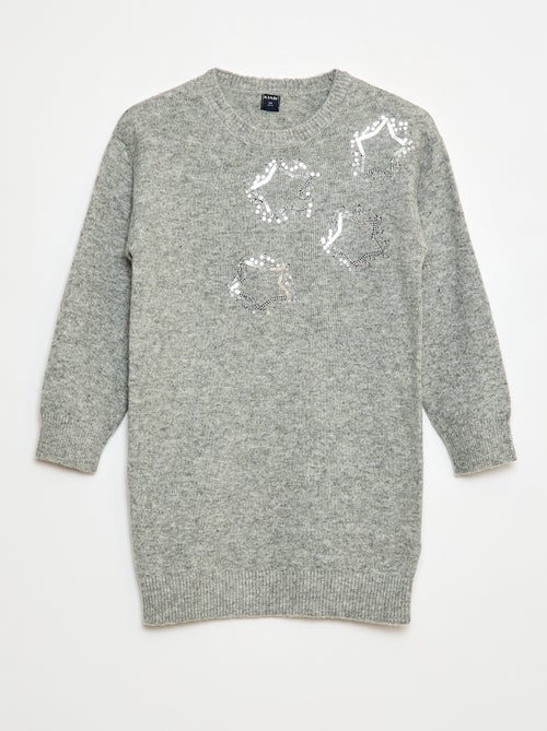 Robe tricot avec étoiles en sequins - Kiabi