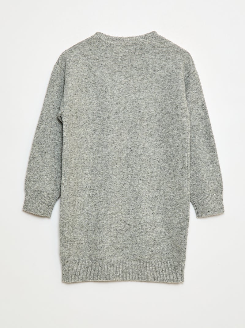 Robe tricot avec étoiles en sequins Gris - Kiabi