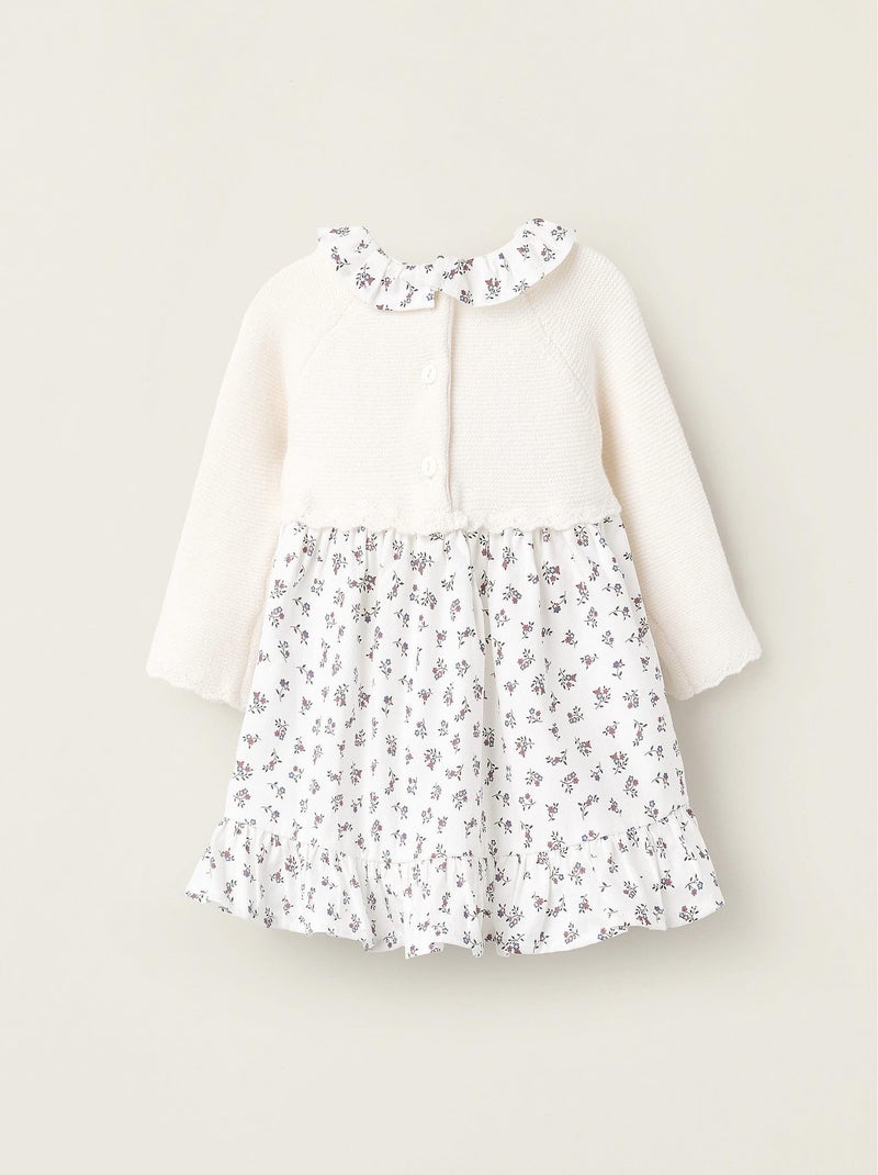 Robe tricoté, fleuri, à volants NOVEAUX NATURE Blanc - Kiabi