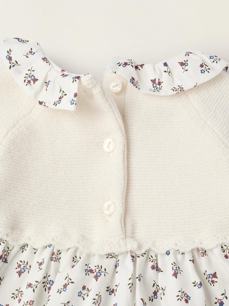 Robe tricoté, fleuri, à volants NOVEAUX NATURE Blanc - Kiabi