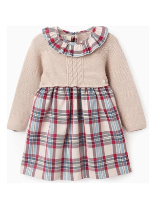 Robe tricoté/à carreaux, à volants NOËL