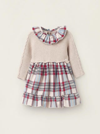 Robe tricoté/à carreaux, à volants NOËL