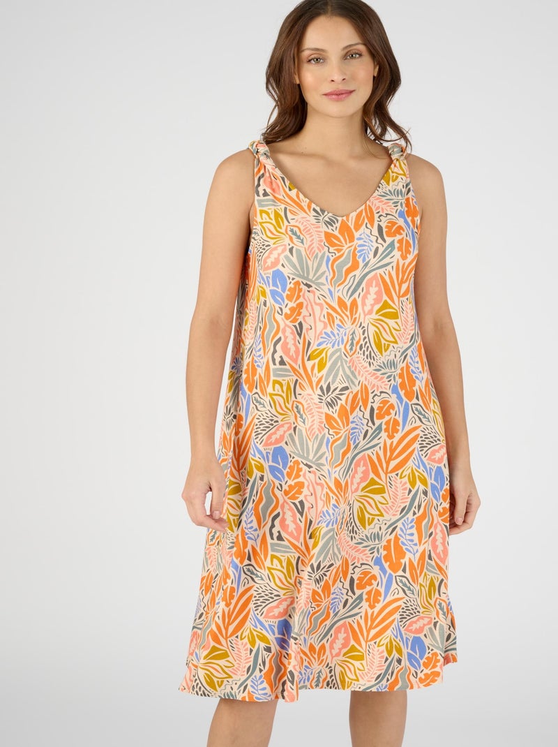 Robe tropicale maille stretch - Damart Beige - Kiabi