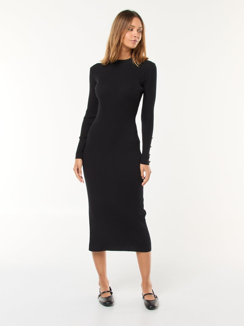 Robe tube côtelée longue Noir - Kiabi