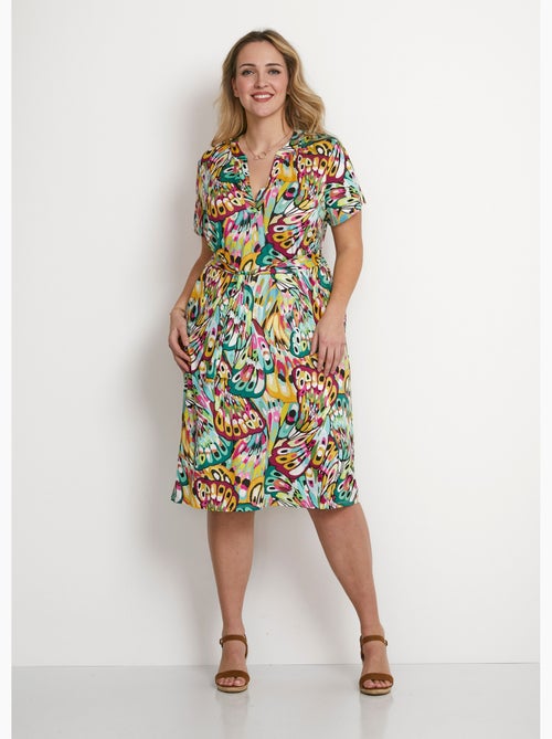 Robe-tunique col V courte imprimée - Afibel - Kiabi