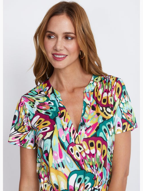 Robe-tunique col V courte imprimée - Afibel - Kiabi