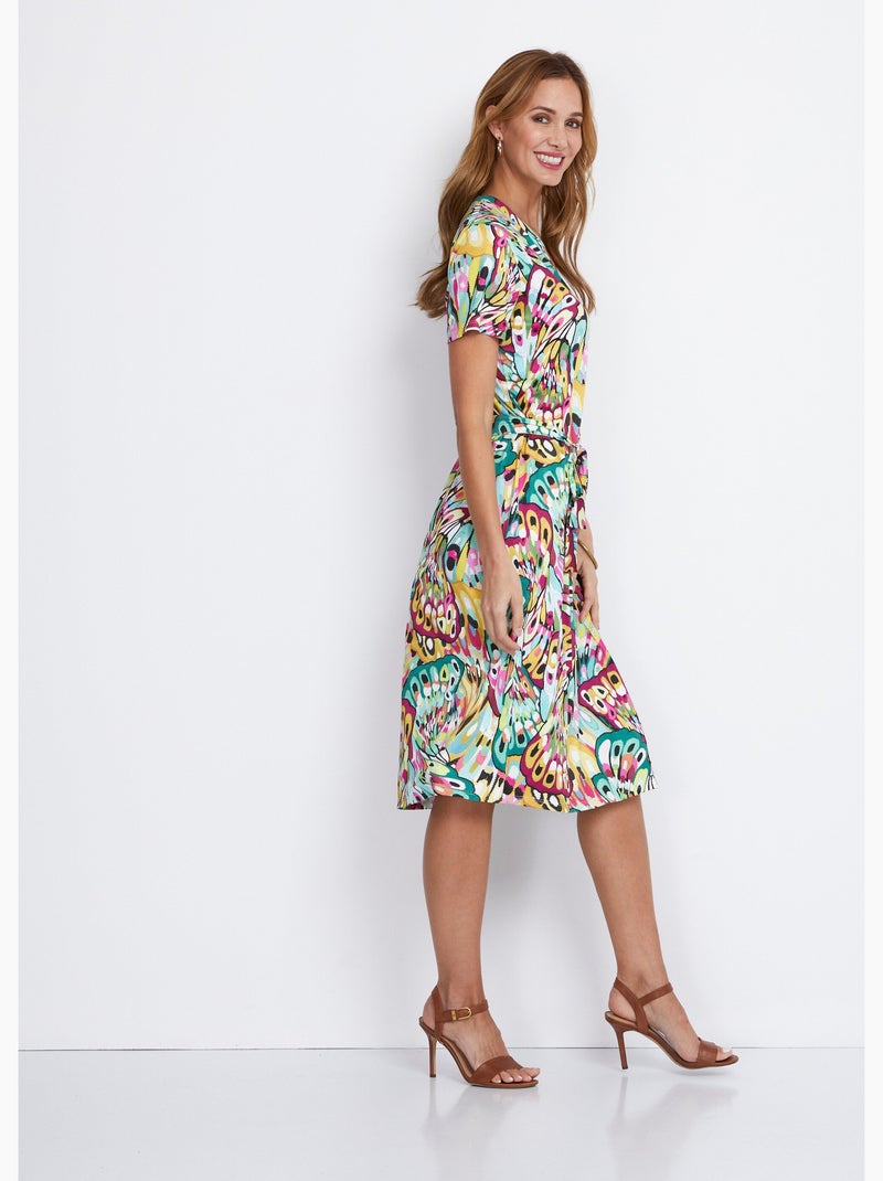 Robe-tunique col V courte imprimée Vert - Kiabi