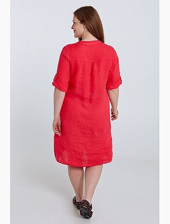 Robe tunique en lin unie PAPRIKA