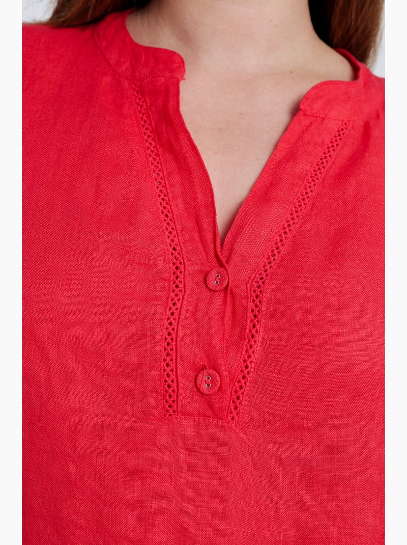 Robe tunique en lin unie PAPRIKA Bleu roi - Kiabi