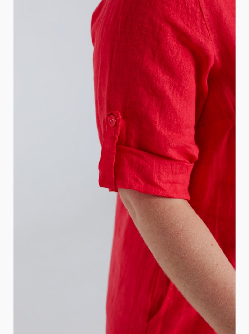 Robe tunique en lin unie PAPRIKA Bleu roi - Kiabi