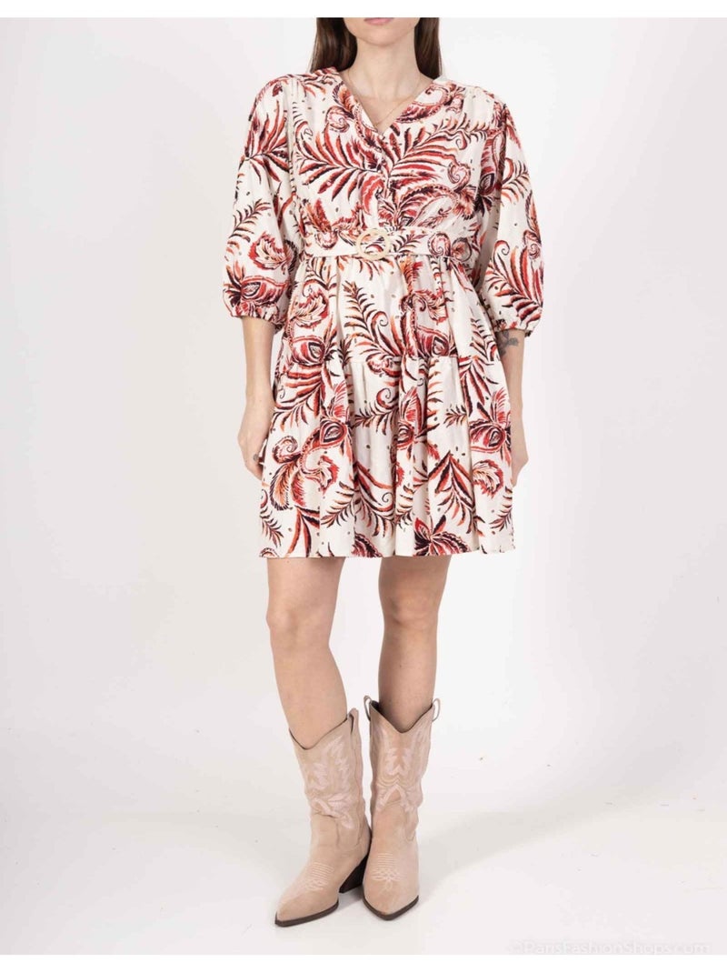 Robe Tunique Kebello Blanc Marron - Kiabi