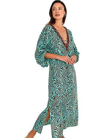 Robe tunique longue de plage manches mi-longues UTOPIA