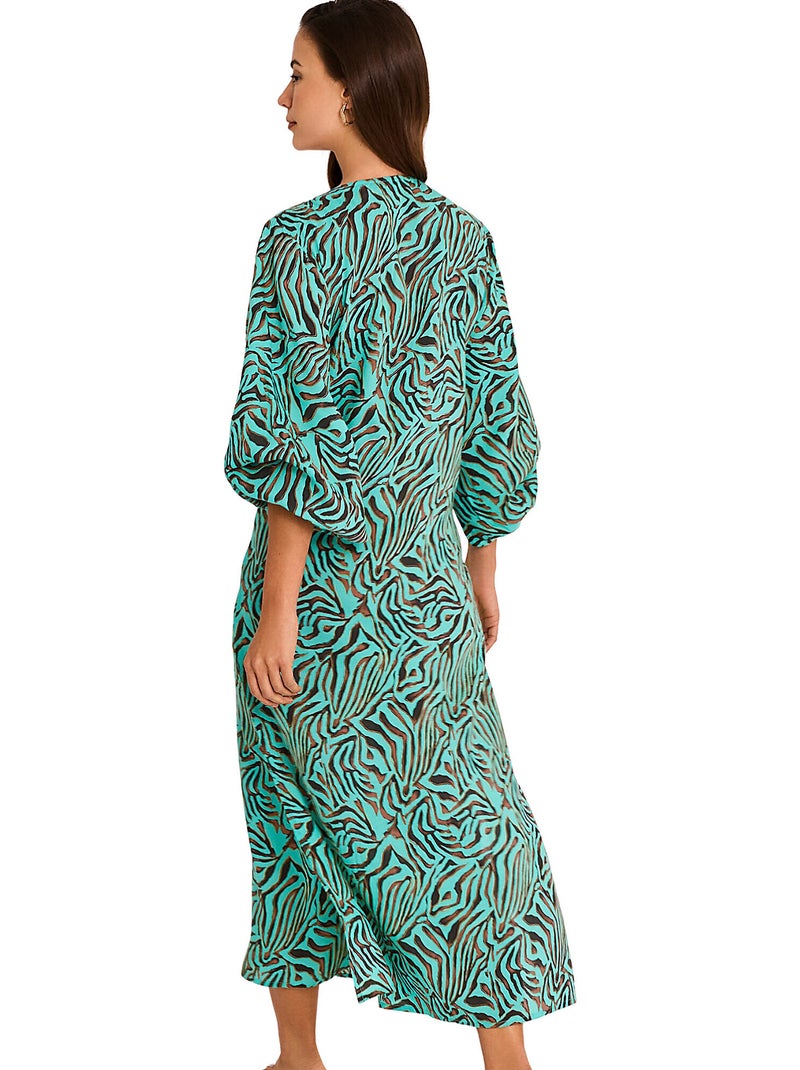 Robe tunique longue de plage manches mi-longues UTOPIA Bleu turquoise - Kiabi