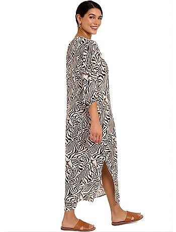 Robe tunique longue de plage manches mi-longues UTOPIA