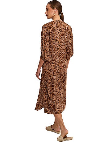 Robe tunique longue de plage manches mi-longues UTOPIA