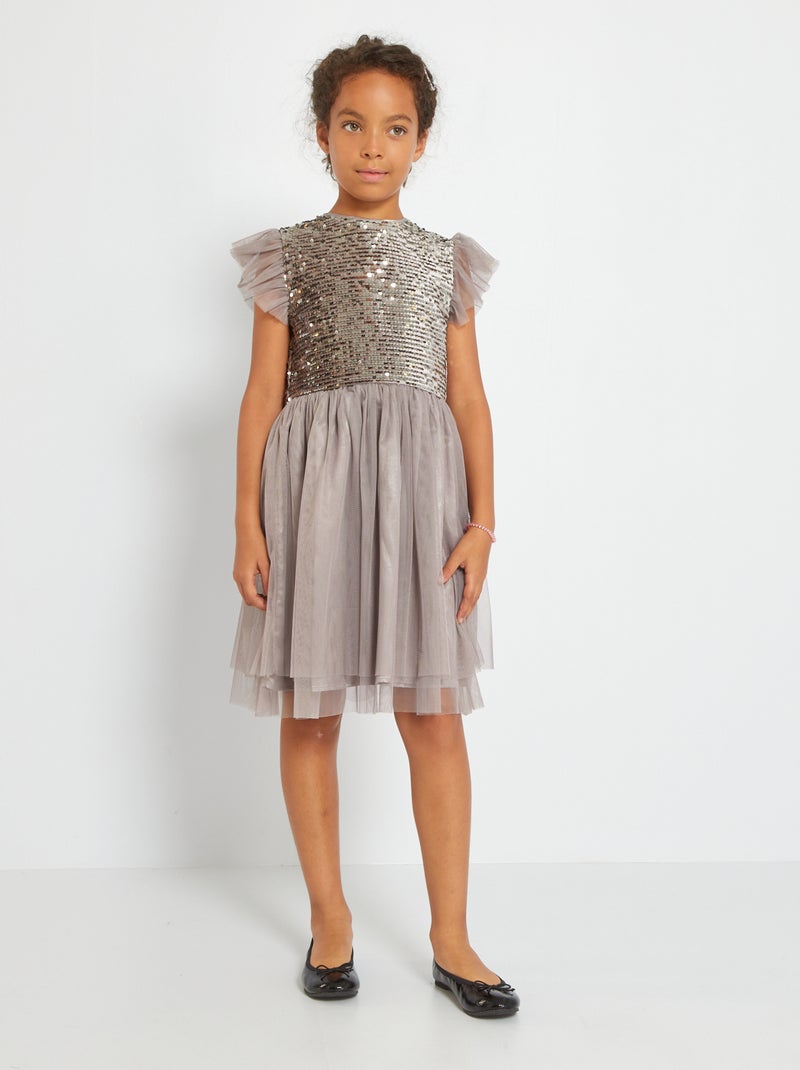 Robe tutu à sequins Taupe - Kiabi