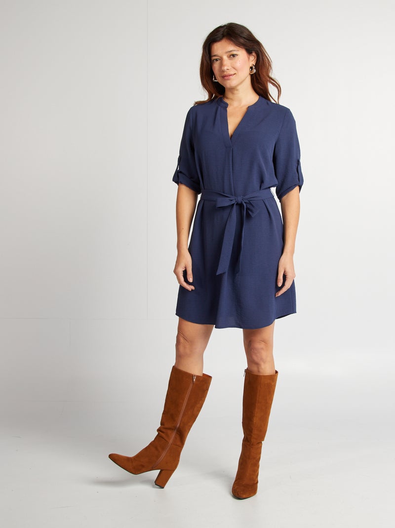 Robe type tunique col tunisien Marine - Kiabi