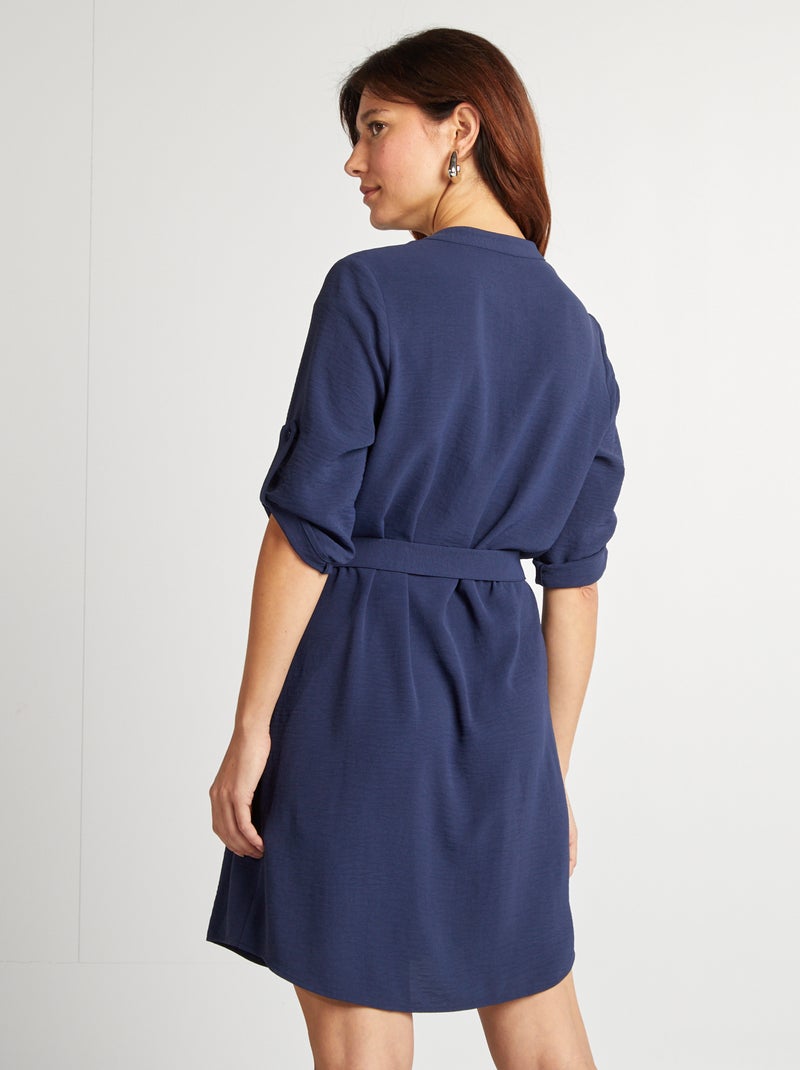 Robe type tunique col tunisien Marine - Kiabi