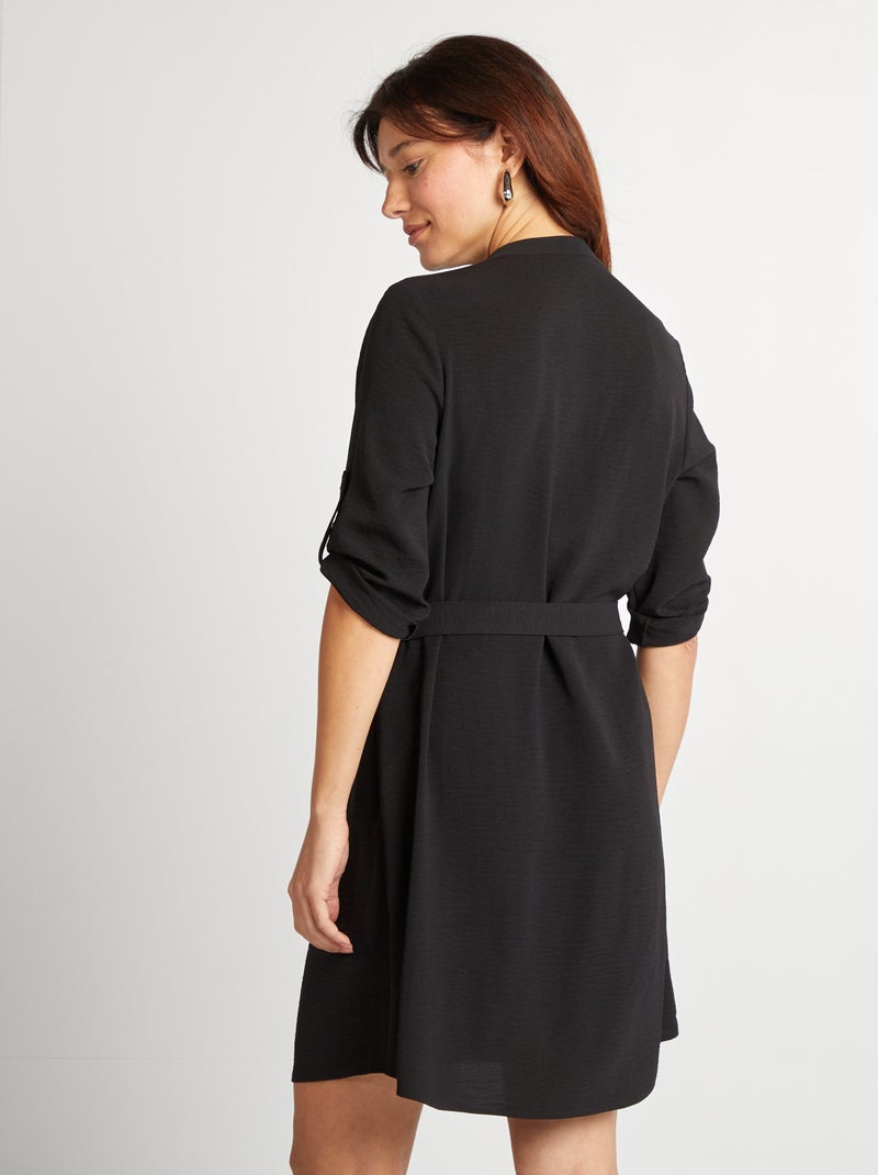 Robe type tunique col tunisien noir - Kiabi
