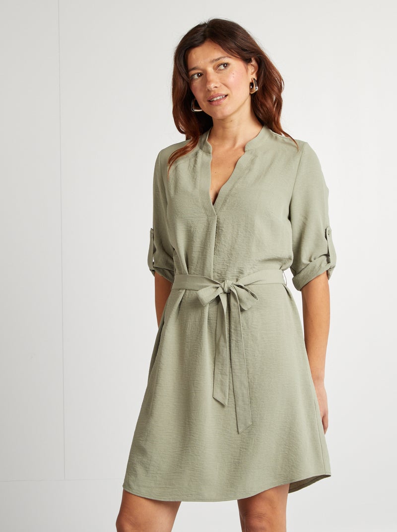 Robe type tunique col tunisien Vert - Kiabi