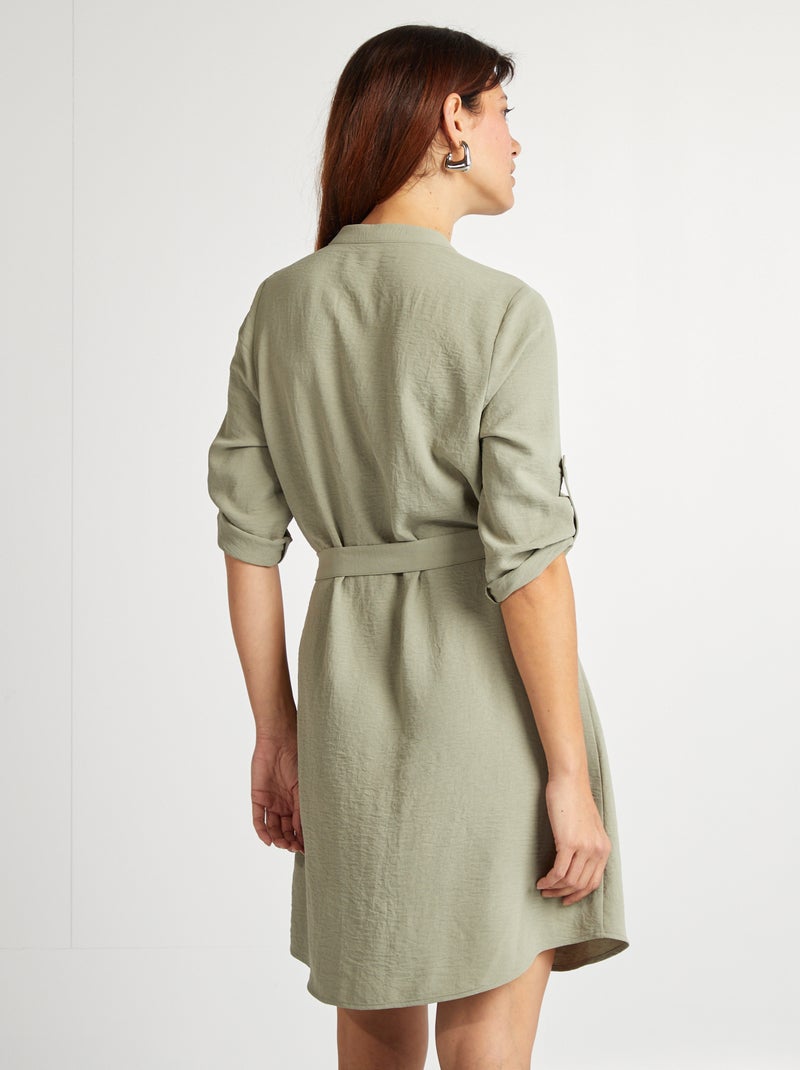 Robe type tunique col tunisien Vert - Kiabi