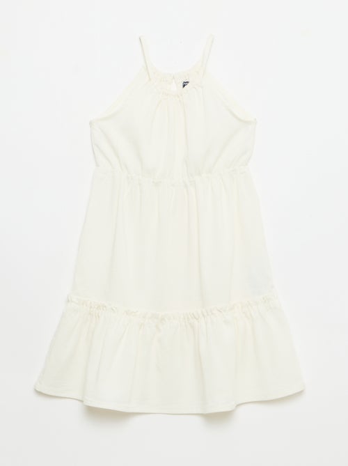 Robe unie à bretelles et volants - Kiabi