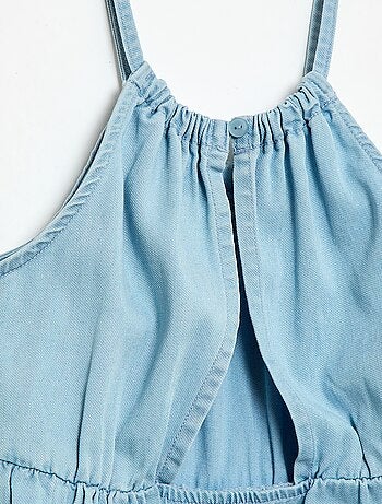 Robe unie à bretelles et volants