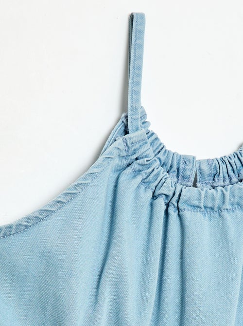 Robe unie à bretelles et volants - Kiabi