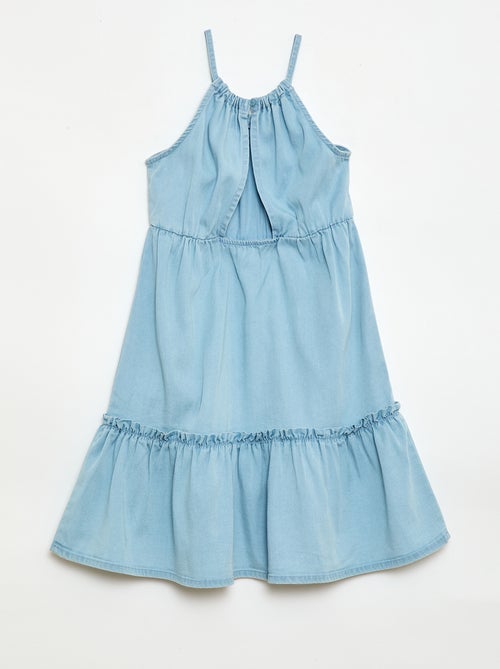 Robe unie à bretelles et volants - Kiabi