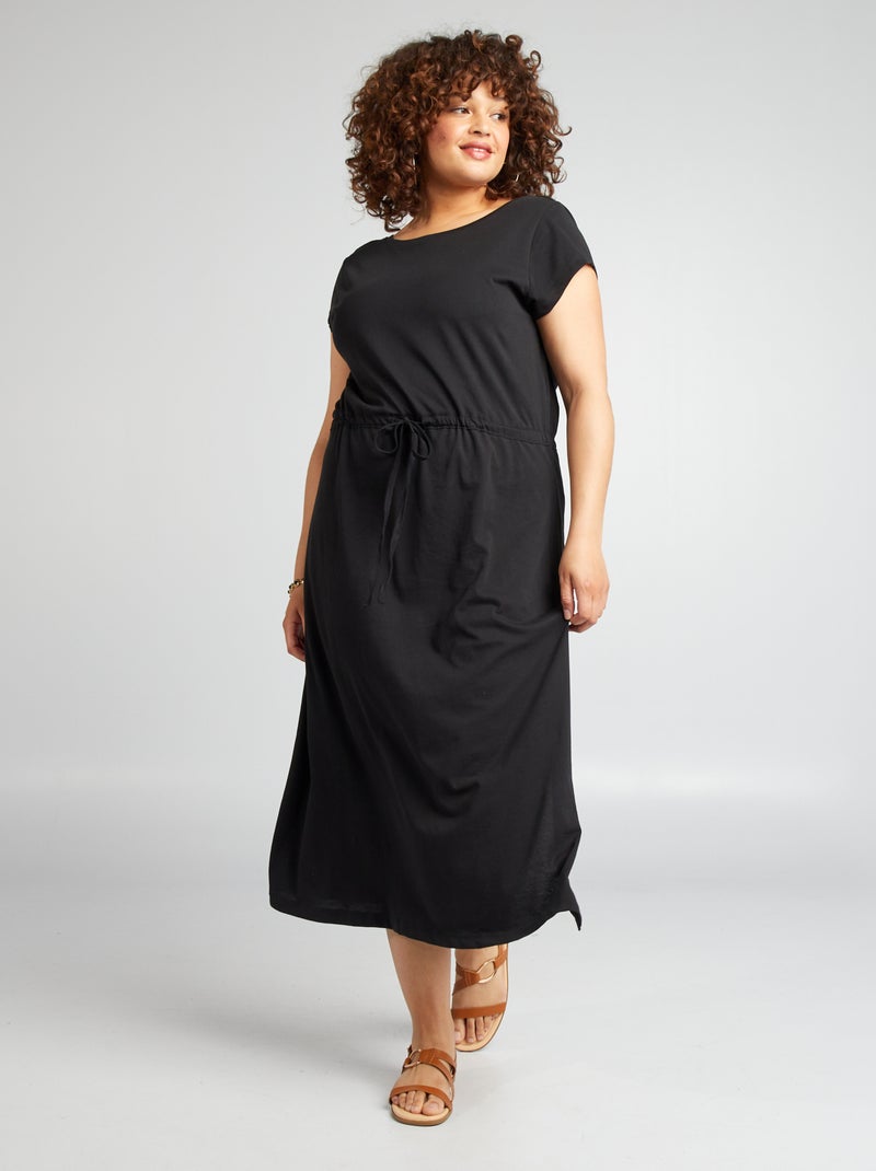 Robe unie croisée au dos 'Only Carmakoma' noir - Kiabi