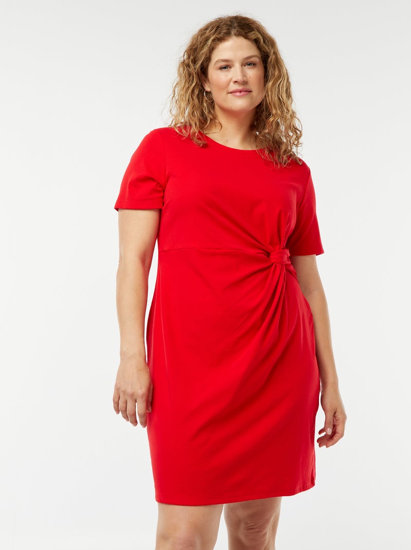 Robe unie drapée coupe courte Rouge - Kiabi
