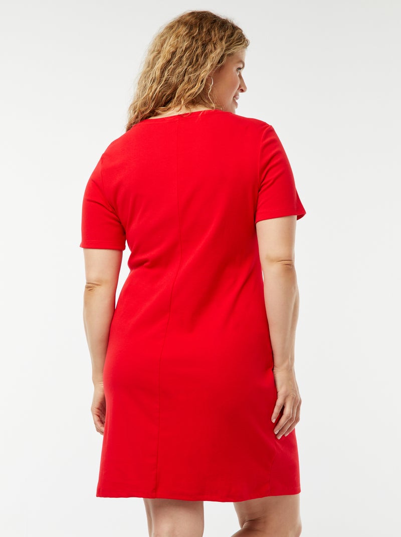 Robe unie drapée coupe courte Rouge - Kiabi