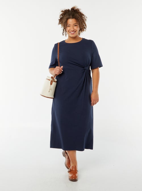 Robe unie drapée coupe midi - Kiabi