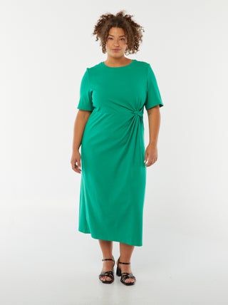 Robe unie drapée coupe midi