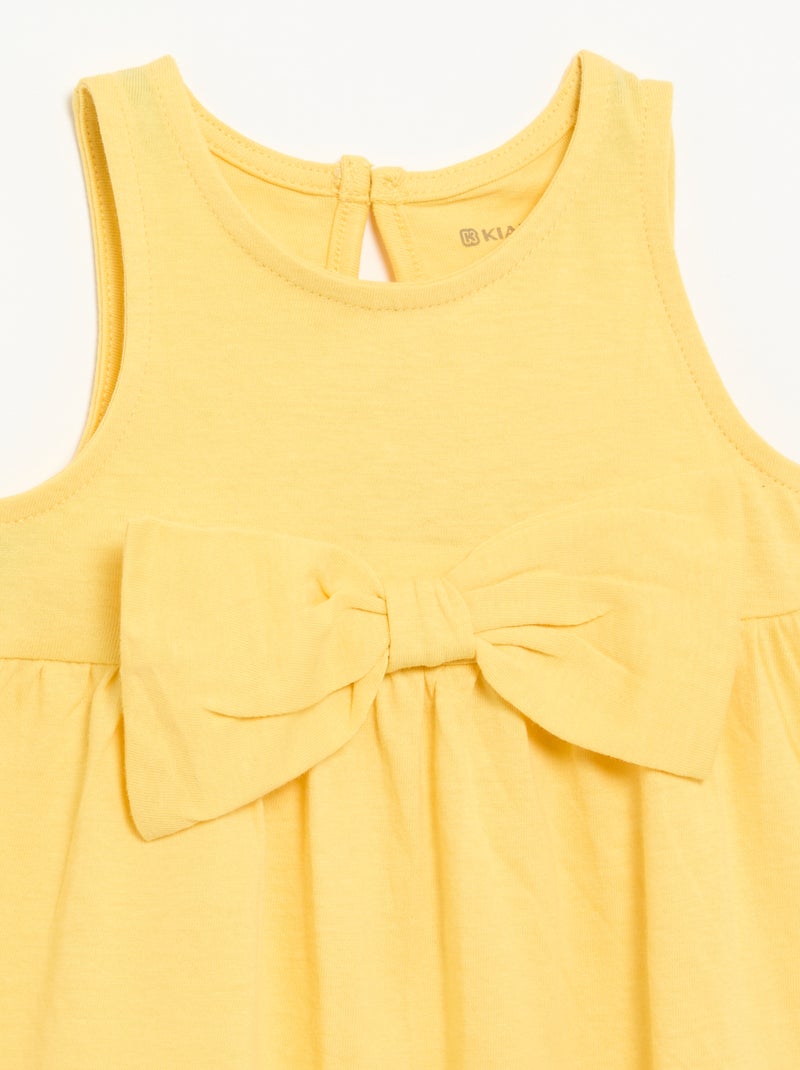 Robe unie sans manches avec nœud fantaisie Jaune - Kiabi